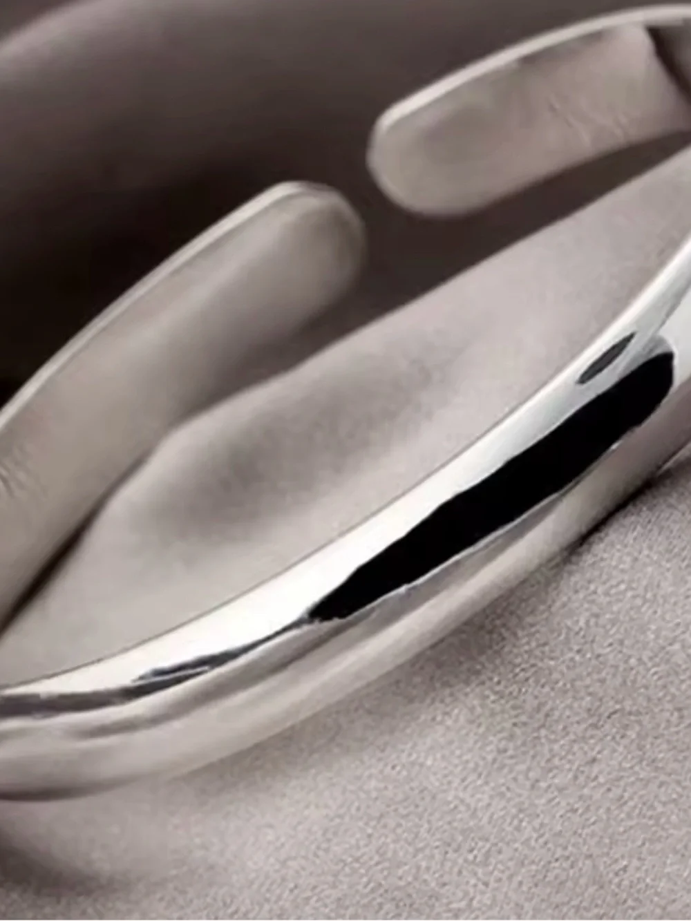 925 Sterling Silver Open Silver Cuff Bracelet - Retro Minimalist - Picture 1 of 5